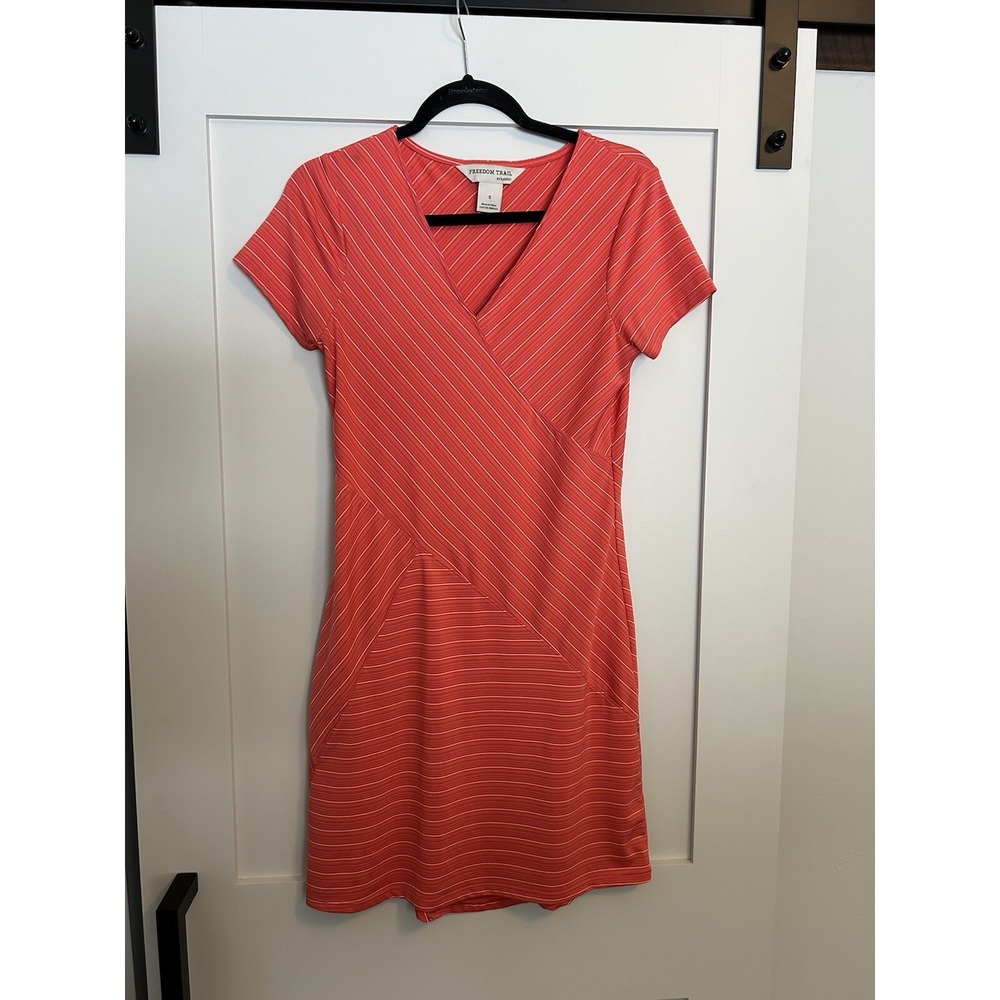 Freedom Trail by Kyodan Striped Stretch dress Size Small EUC Orange